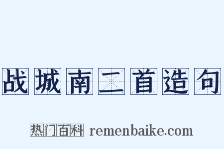 战城南二首造句是什么意思的图片